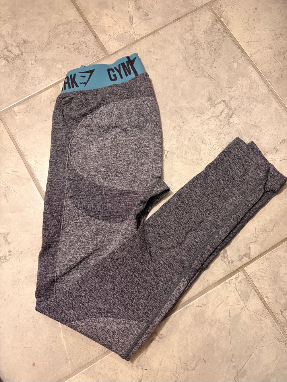 Seamless Flex Leggings with Teal Waistband